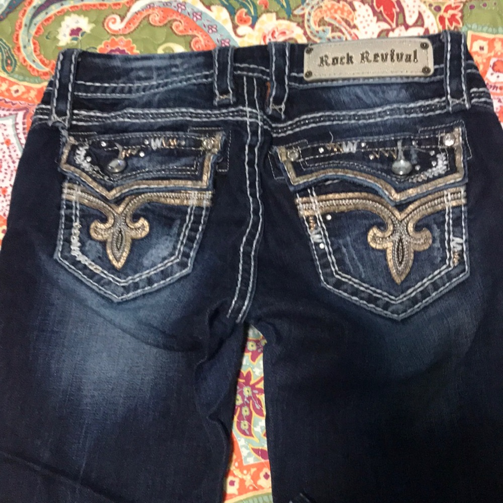 EUC Rock Revival Straight leg dark wash jeans